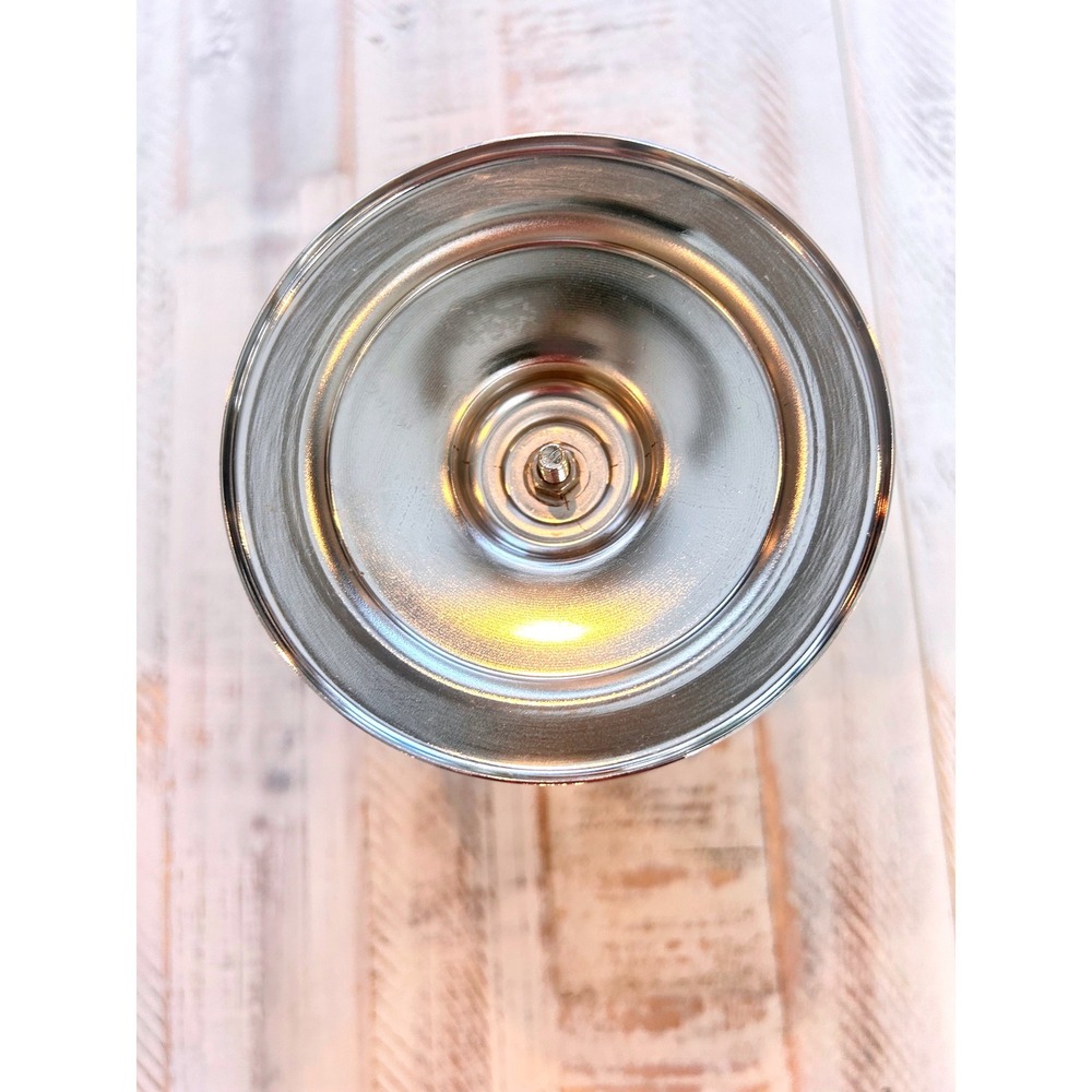 Bath & Body Works White Daisy Floral Pedestal 3-Wick Candle Holder Silver Tone - Picture 6 of 6
